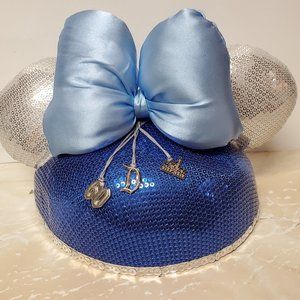 Disneyland 60th Anniversary Blue and Silver Sequin Ears - Brand New